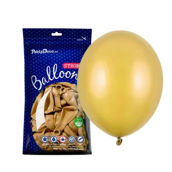 Balony metaliczne złote Metallic Gold strong, 30 cm 100 szt.