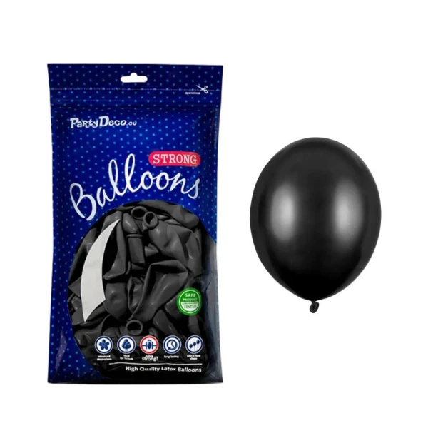Balony metaliczne czarne Metallic Black strong, 12 cm 100 szt.