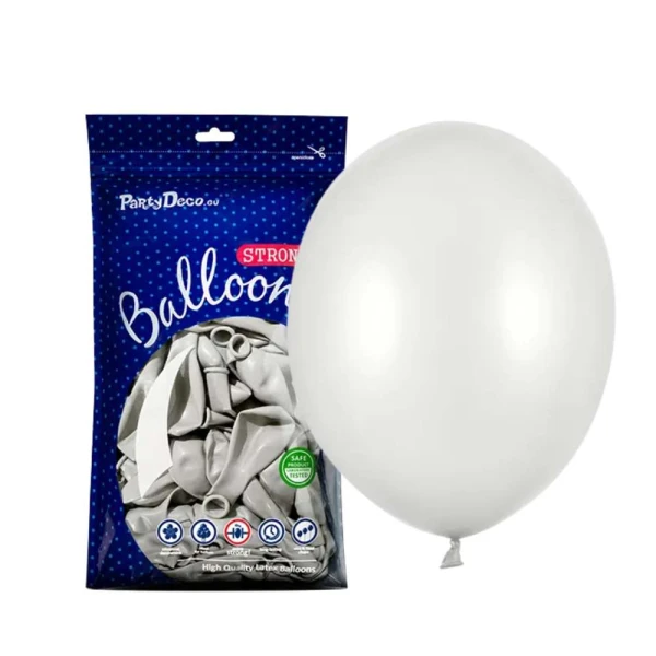 Balony metaliczne srebrne Metallic Silver Snow strong, 30 cm 100 szt.