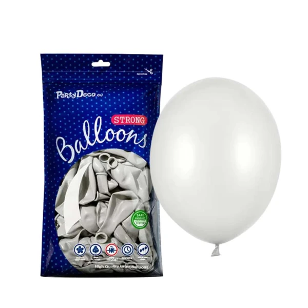 Balony metaliczne srebrne Metallic Silver Snow strong, 27 cm 100 szt.