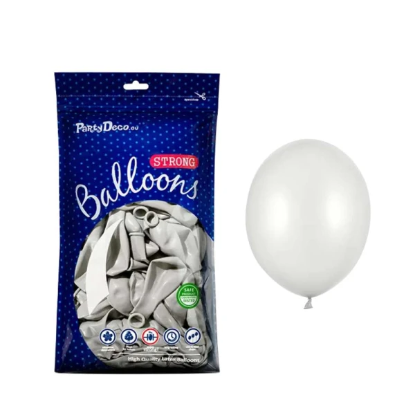Balony metaliczne srebrne Metallic Silver Snow strong, 12 cm 100 szt.