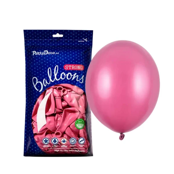 Balony metaliczne różowe Metallic Hot Pink strong, 27 cm 100 szt.