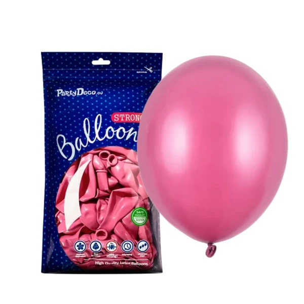 Balony metaliczne różowe Metallic Hot Pink strong, 30 cm 100 szt.