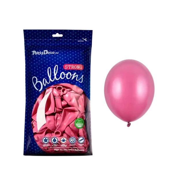 Balony metaliczne różowe Metallic Hot Pink strong, 12 cm 100 szt.