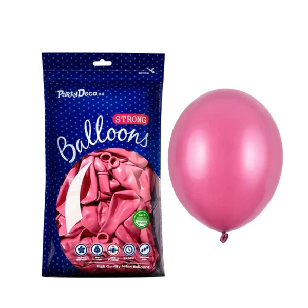 Balony metaliczne różowe Metallic Hot Pink strong, 23 cm 100 szt.