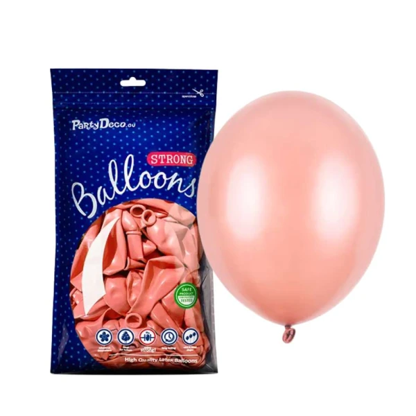 Balony metaliczne różowe złoto Metallic Rose Gold strong, 27 cm 100 szt.