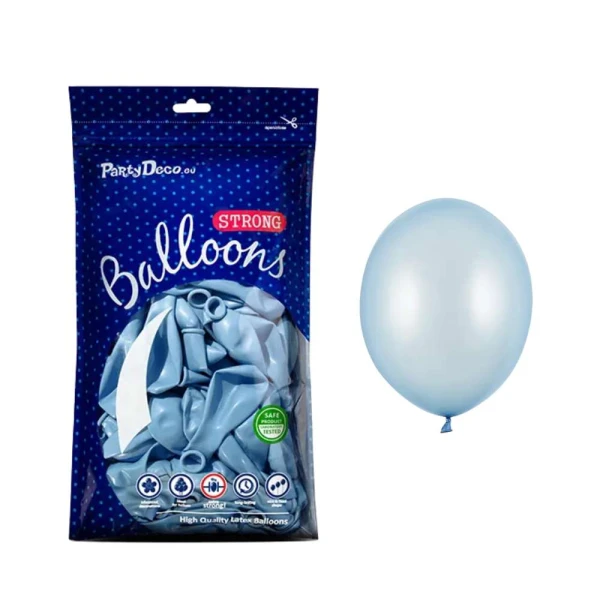 Balony metaliczne niebieskie Metallic Baby Blue strong, 12 cm 100 szt.