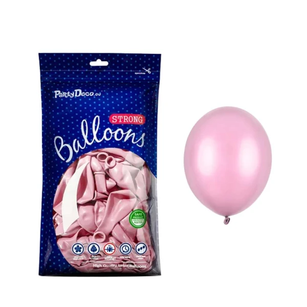 Balony metaliczne jasne różowe Metallic Candy Pink strong, 12 cm 100 szt.