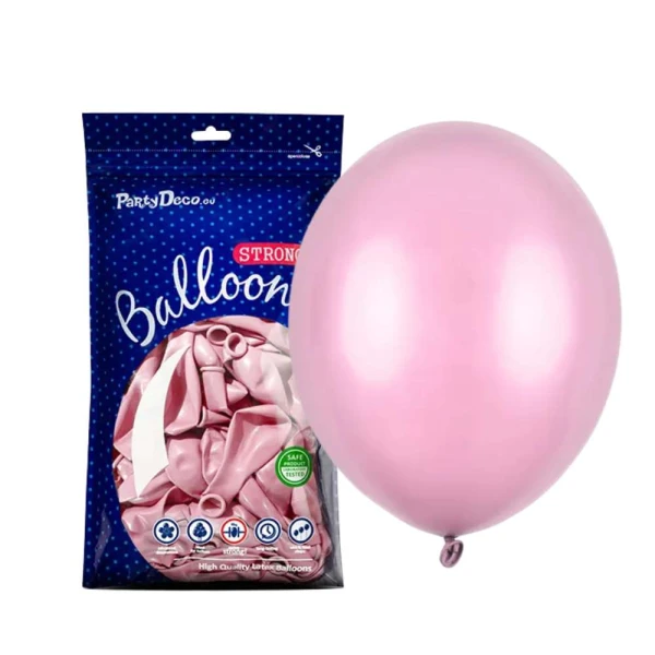 Balony metaliczne jasne różowe Metallic Candy Pink strong, 30 cm 100 szt.
