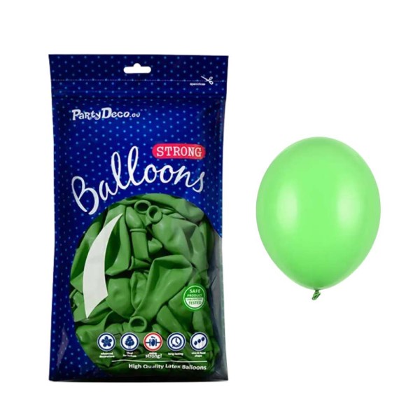 Balony pastelowe zielony jasny Pastel Bright Green strong, 12 cm 100 szt.
