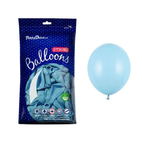Balony pastelowe niebieski dziecięcy Pastel Baby Blue strong, 12 cm 100 szt.