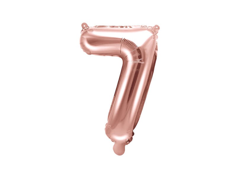 Balon cyfra 7 gold rose