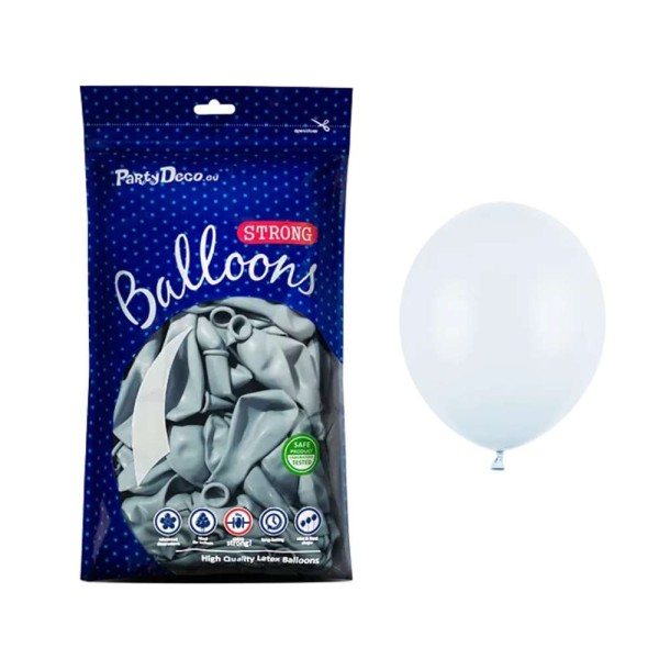 Balony pastelowe blady niebieski Pastel Light Misty Blue strong, 12 cm 100 szt.
