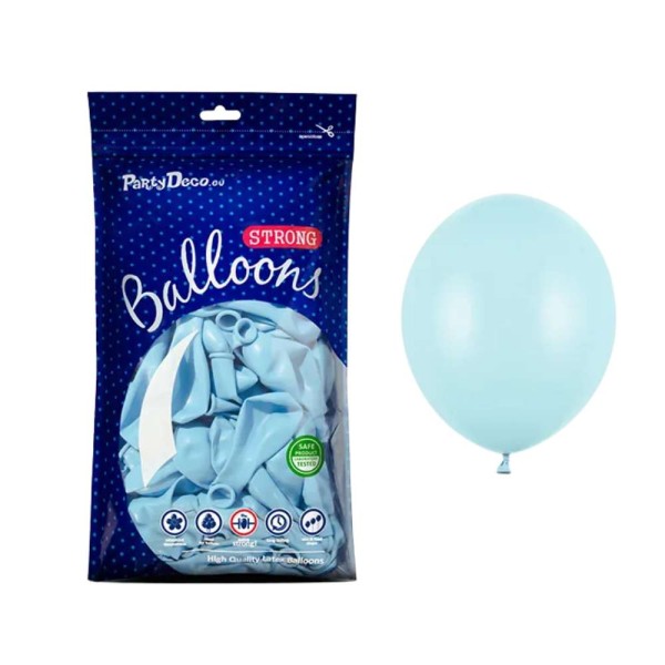 Balony pastelowe niebieskie jasne Pastel Light Blue strong, 12 cm 100 szt.