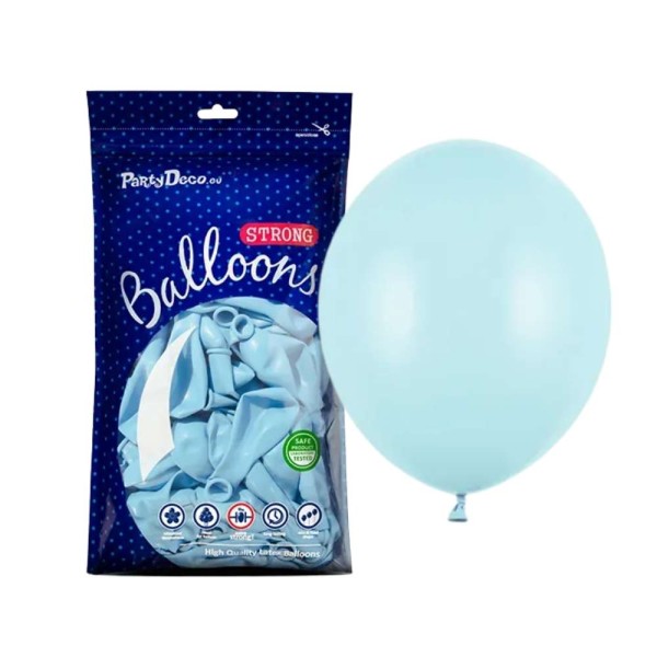 Balony pastelowe niebieskie jasne Pastel Light Blue strong, 27 cm 100 szt.