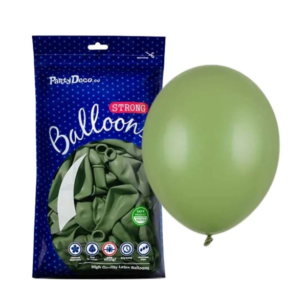 Balony pastelowe rozmarynowa zieleń Pastel Rosemary Green strong, 27 cm 100 szt.