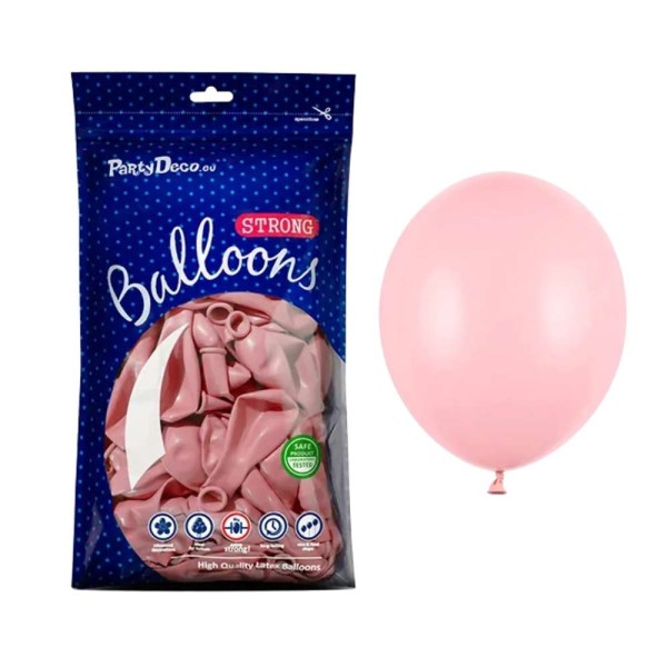 Balony pastelowe różowy dziecięcy Pastel Baby Pink strong, 23 cm 100 szt.