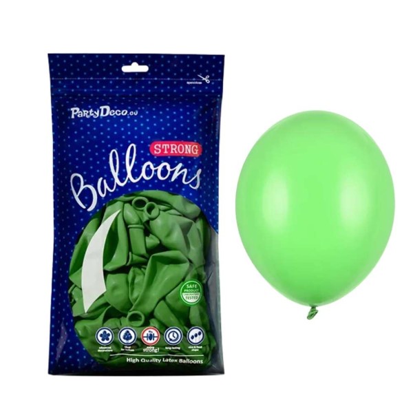 Balony pastelowe zielony jasny Pastel Bright Green strong, 23 cm 100 szt.