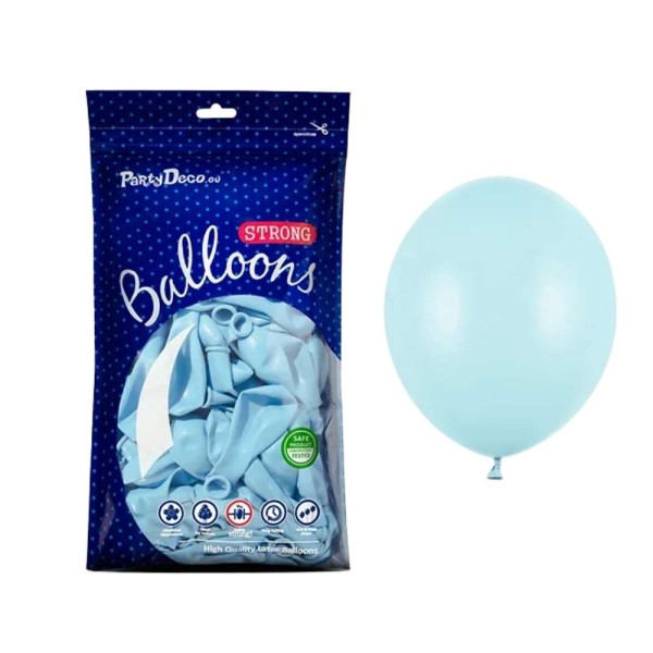 Balony pastelowe niebieskie jasne Pastel Light Blue strong, 23 cm 100 szt.