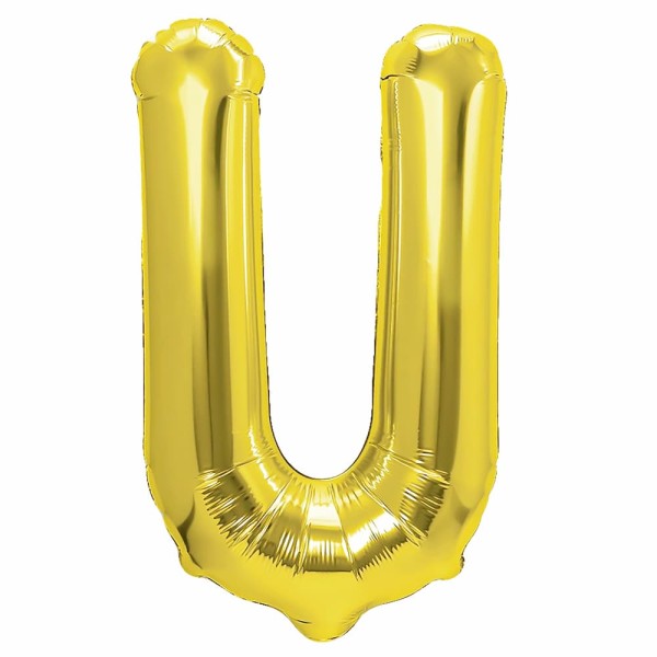Balon foliowy litera U złoty, 40 cm