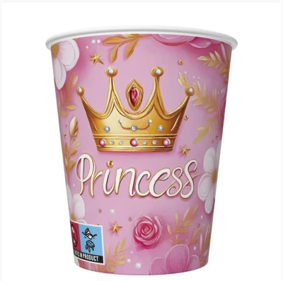 Kubeczki papierowe Princess Korona Księżniczka, 8 szt.