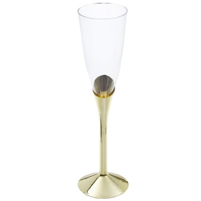 Kieliszki do szampana plastikowe eleganckie nóżka złota, 139 ml 6 szt.