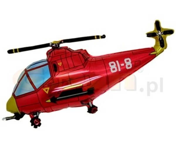 Balon foliowy helikopter czerwony, 96x57 cm (luz)