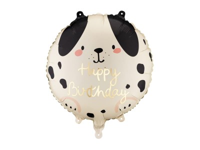 Balon foliowy Happy Birthday piesek pastylka, 45 cm
