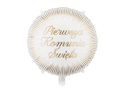 Balon foliowy Pierwsza Komunia Święta paski pastylka, 45 cm