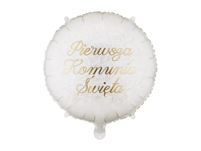 Balon foliowy Pierwsza Komunia Święta kwiaty pastylka, 45 cm