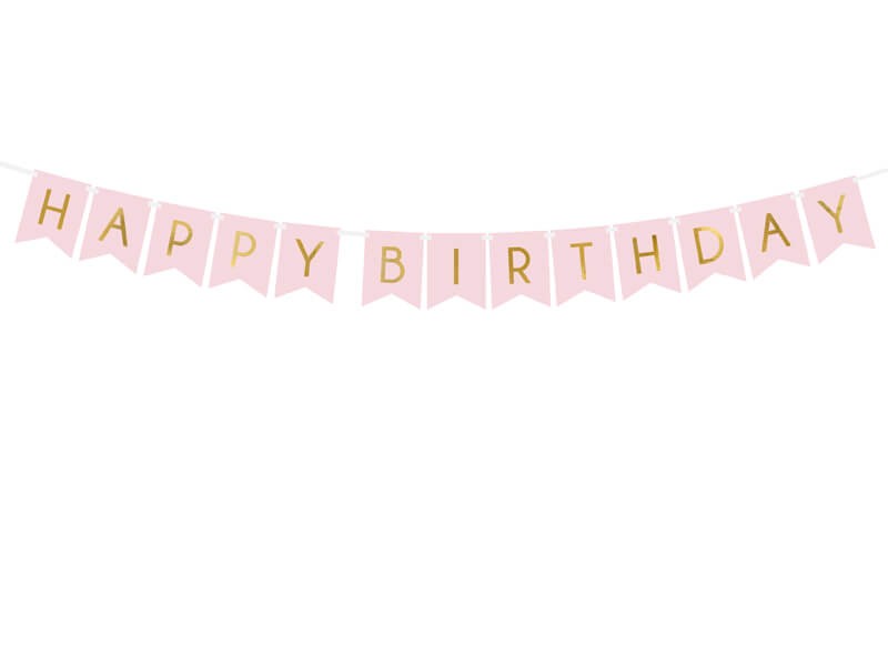 Baner happy birthday różowy