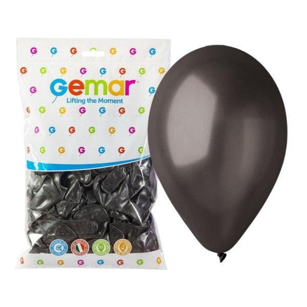Balony metaliczne czarne #065, 26 cm 100 szt.