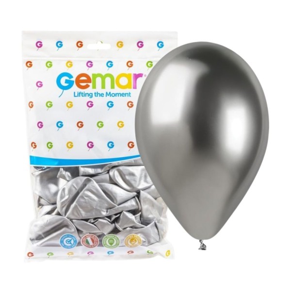 Balon metaliczny shiny srebrny #089, 33 cm 50 szt.