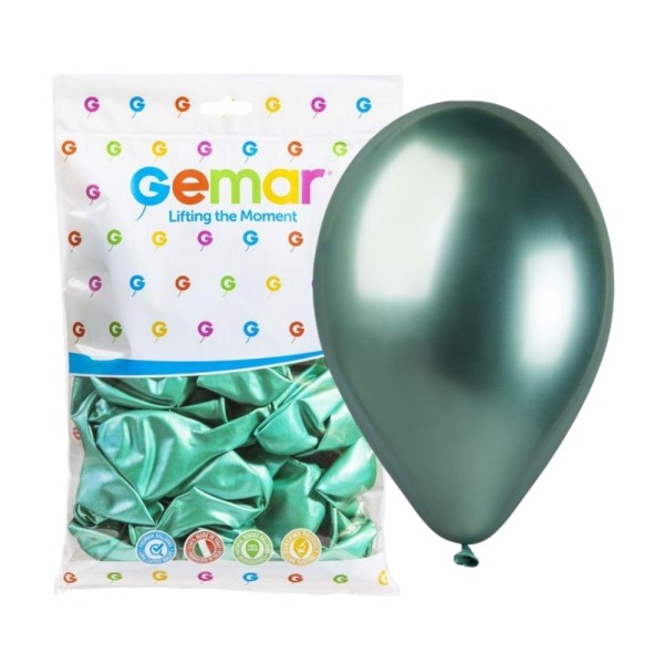Balon metaliczny shiny zielony #093, 33 cm 50 szt.