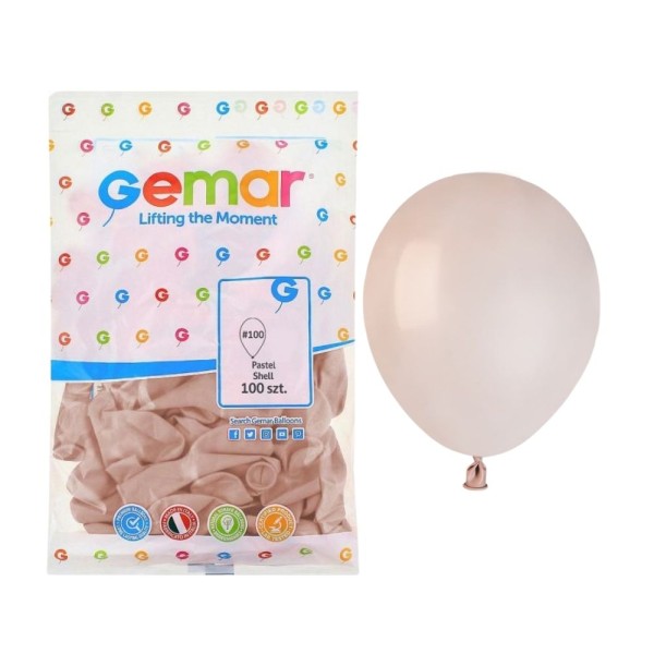Balony pastelowe blady różowy shell #100, 12 cm 100 szt.