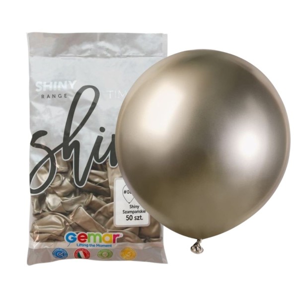 Balony metaliczne shiny złoty szampański #085, 48 cm 25 szt.