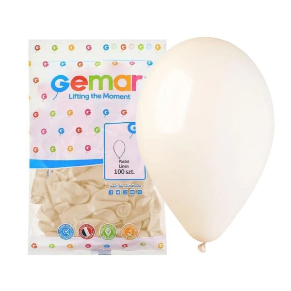 Balony pastelowe kremowe lniane #106, 33 cm 50 szt.