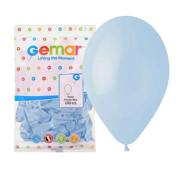 Balony pastelowe pudrowe błękitne niebieskie #108, 28-30 cm 100 szt.