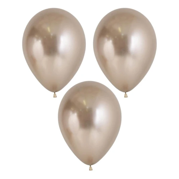 Balony metaliczne złote szampańskie Reflex Champagne, 12 cm 3 szt.
