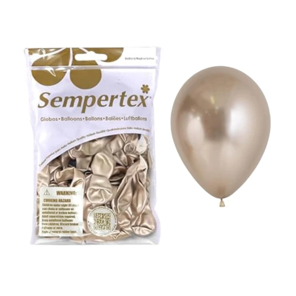 Balony metaliczne złote szampańskie Reflex Champagne, 12 cm 50 szt.