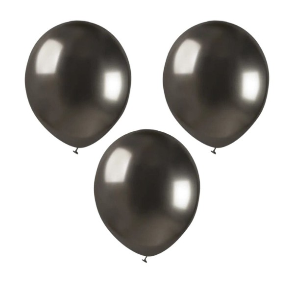 Balony metaliczne shiny srebrny ciemny grafitowy #090, 12 cm 3 szt.