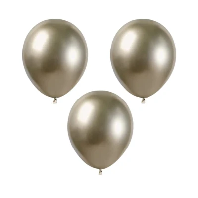 Balony metaliczne shiny złoty szampański #085, 12 cm 3 szt.