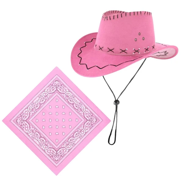 Zestaw akcesoriów do przebrania Kowboj różowy - kapelusz, bandana