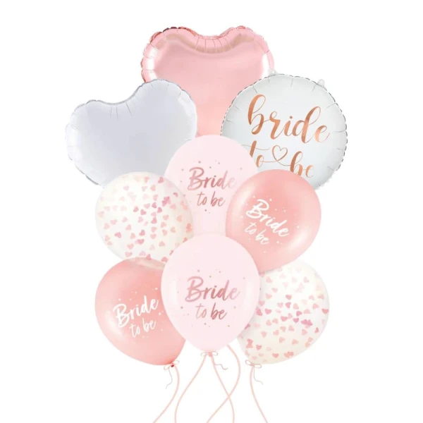 Zestaw balonów na wieczór panieński Bride to Be, różowe złoto