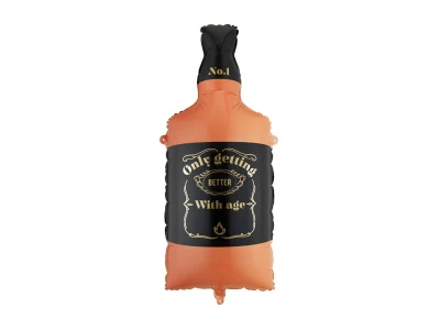 Balon foliowy Whisky pomarańczowo-czarny, 34x86 cm