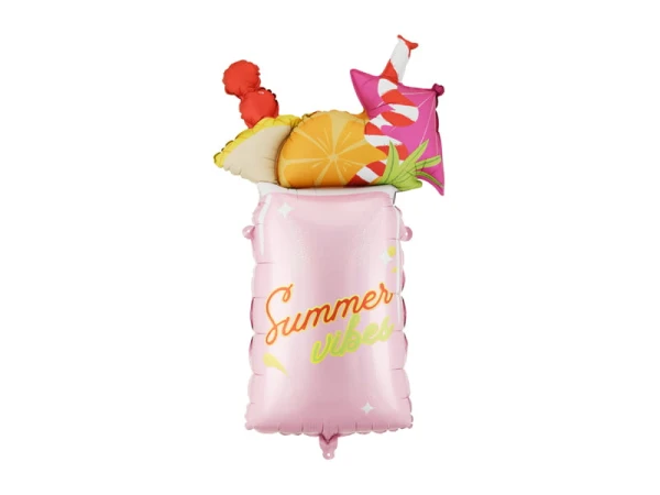 Balon foliowy Koktajl Drink różowy, 47x79 cm