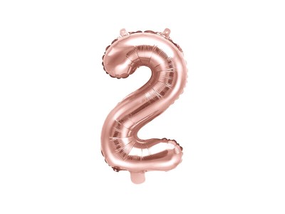 Balon foliowy cyfra 2 różowe złoto 35 cm