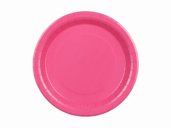 Talerzyki papierowe Basic ciemne różowe, 23 cm 6 szt.