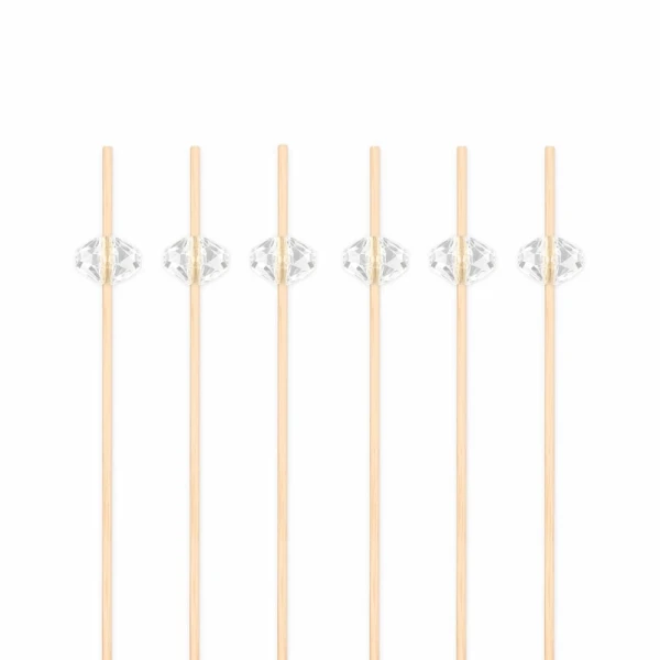 Patyczki wykałaczki bambusowe koktajlowe do przekąsek kryształki, 25 szt.