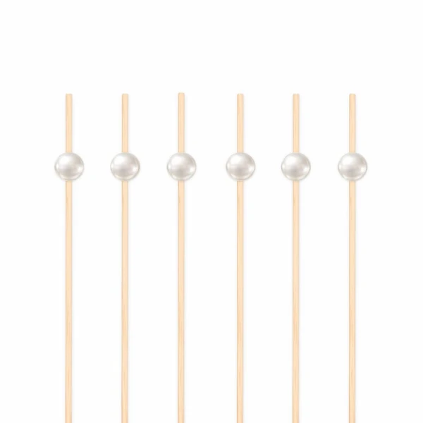 Patyczki wykałaczki bambusowe koktajlowe do przekąsek kulki perełki, 25 szt.